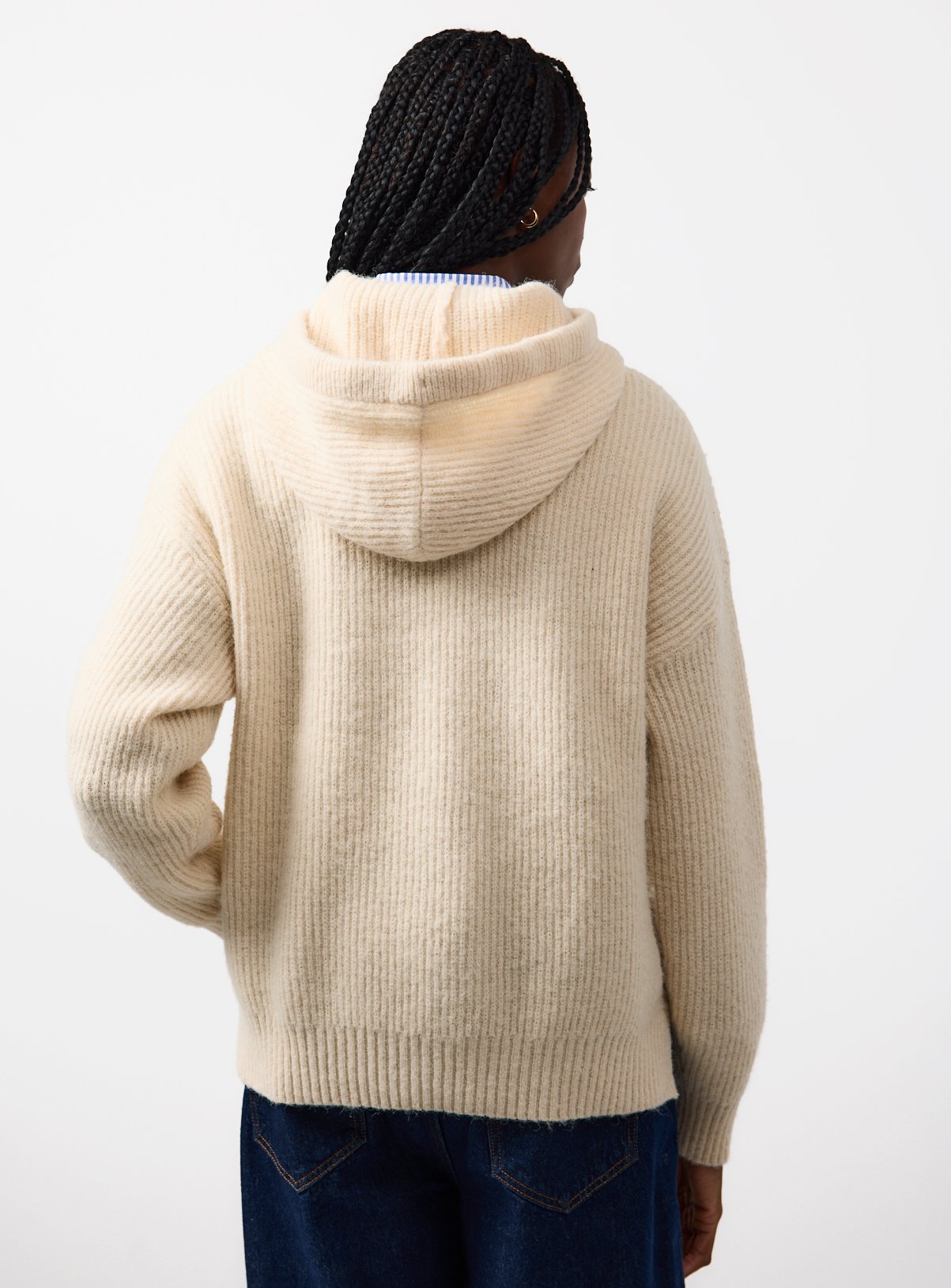 Cream Ribbed Hooded Jumper 14 - Image 4 thumbnail