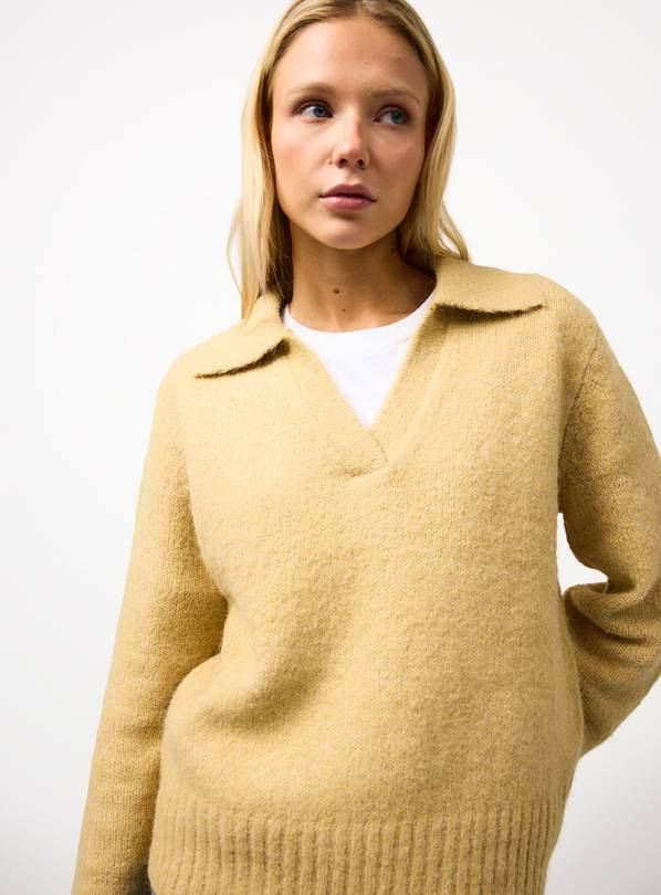 Yellow Open Collar Knitted Jumper 20