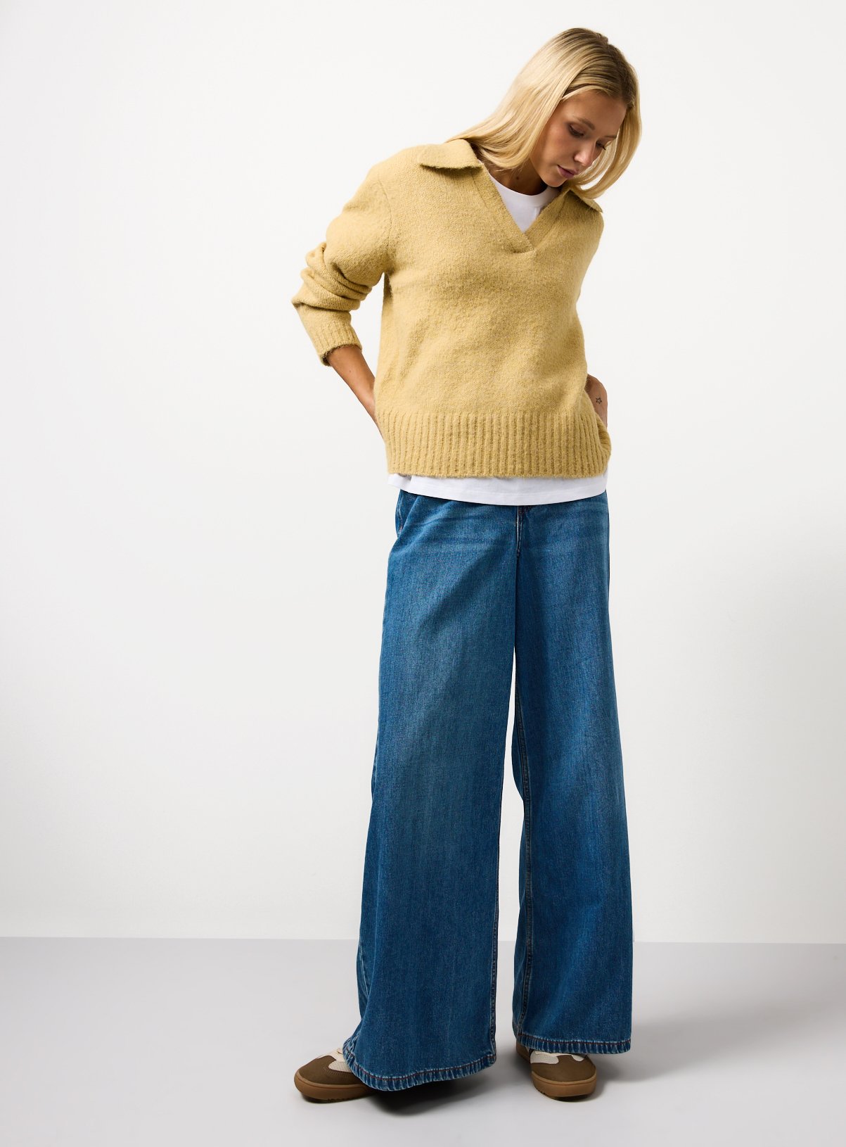 Yellow Open Collar Knitted Jumper 20 - Image 2 thumbnail