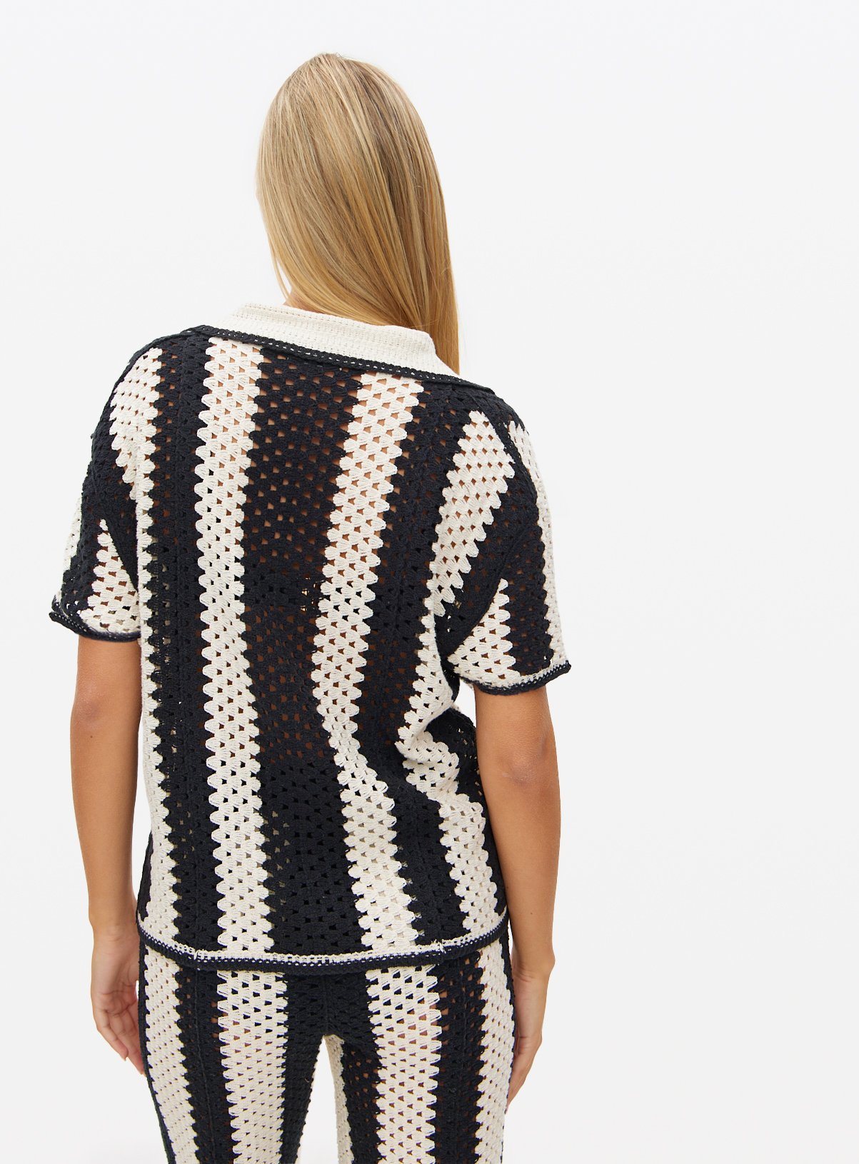 Mono Striped Co-ord Crochet Shirt M - Image 5 thumbnail