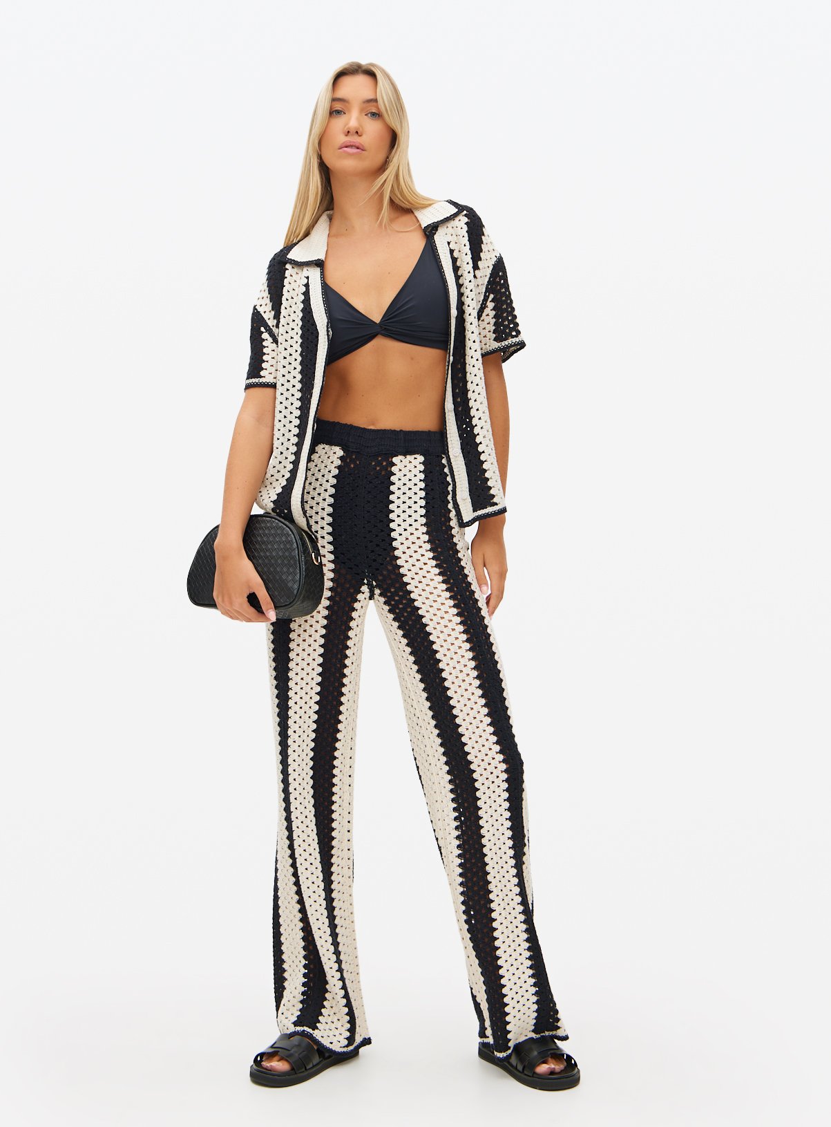 Mono Striped Co-ord Crochet Trousers XL - Image 3 thumbnail