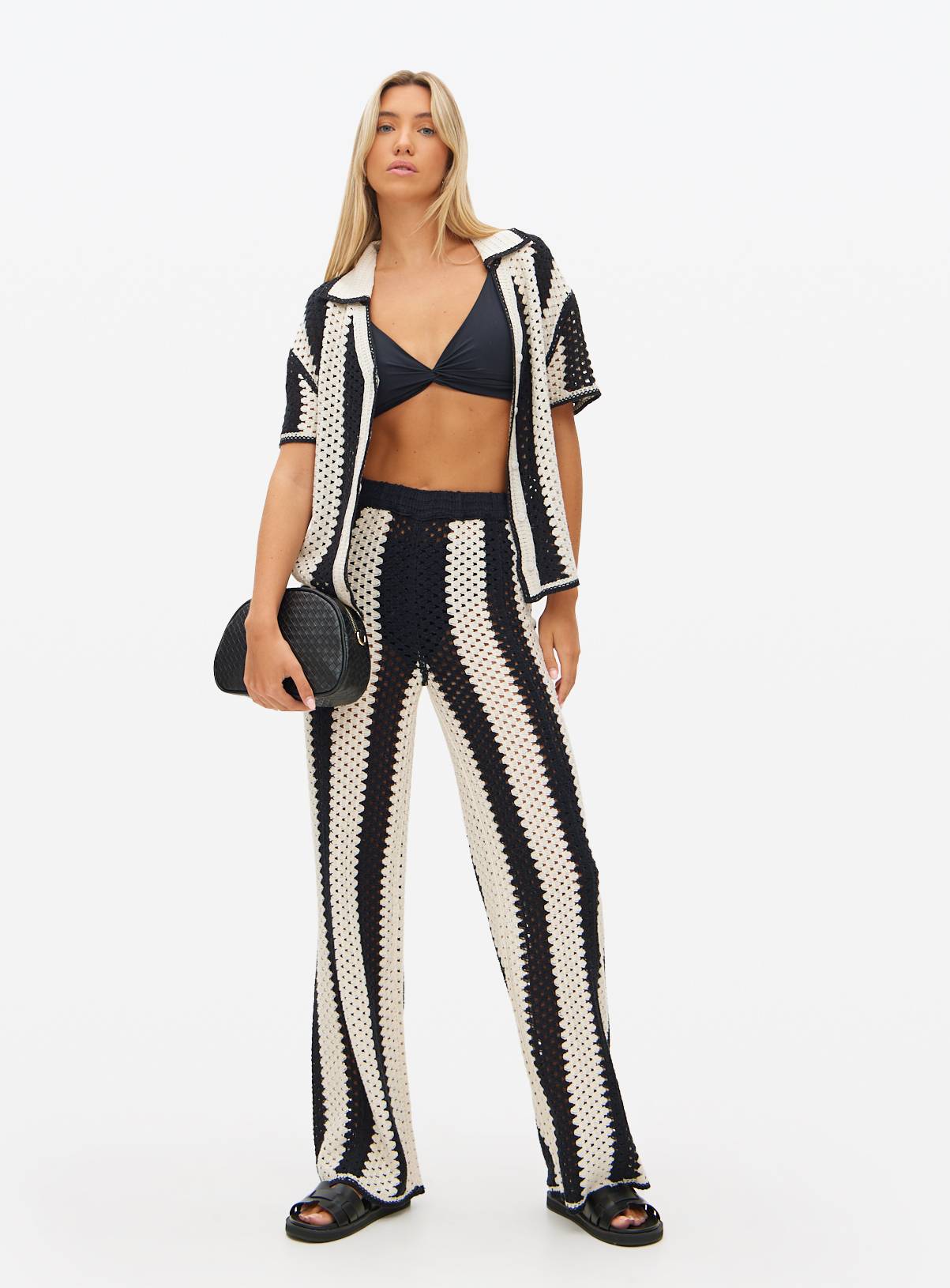 Mono Striped Co-ord Crochet Trousers XL - Image 3
