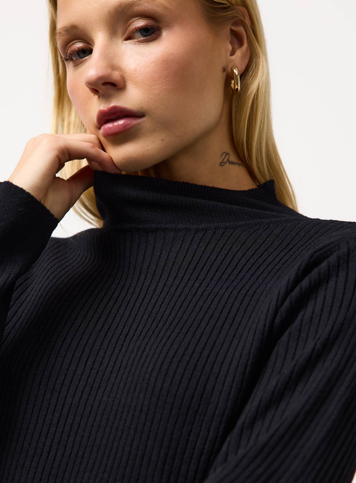 Black Ribbed High Neck Jumper 8 - Image 3