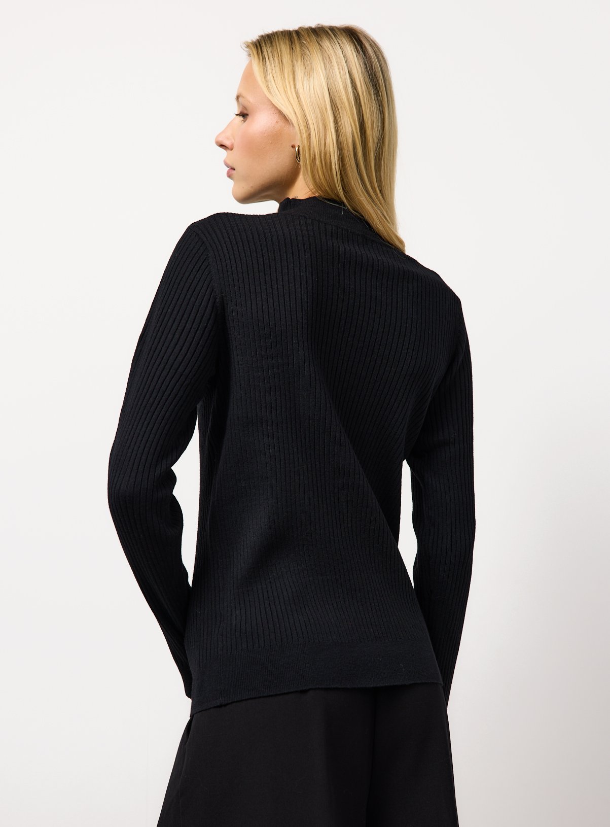 Black Ribbed High Neck Jumper 8 - Image 4 thumbnail