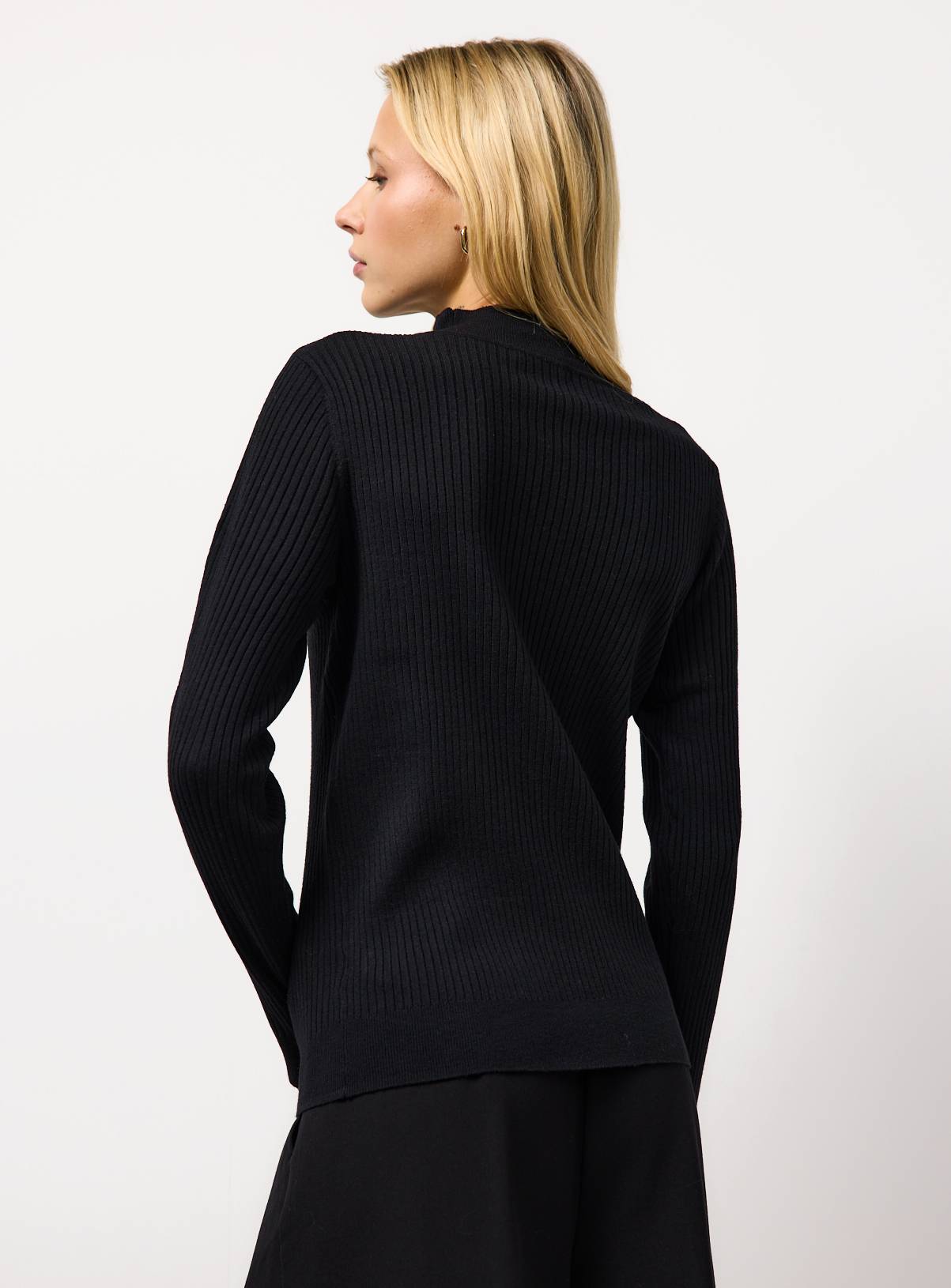 Black Ribbed High Neck Jumper 8 - Image 4