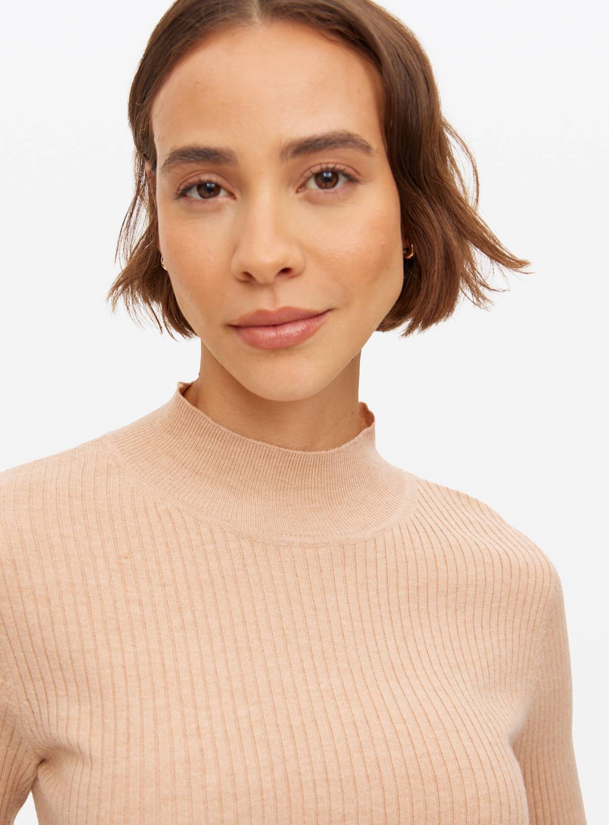 Camel Ribbed High Neck Jumper 12 - Image 3