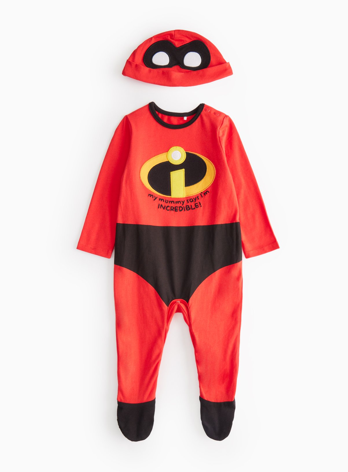 Red The Incredibles Printed Sleepsuit & Hat Set - Disney by Sainsbury's