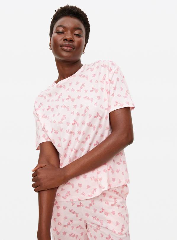 Pink Floral Modal Blend Co-ord Pyjama Top L