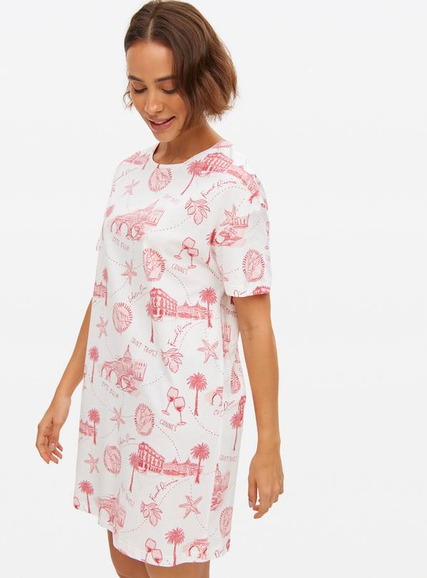 Pink St Tropez Landmark Print Jersey Core Night Shirt  M