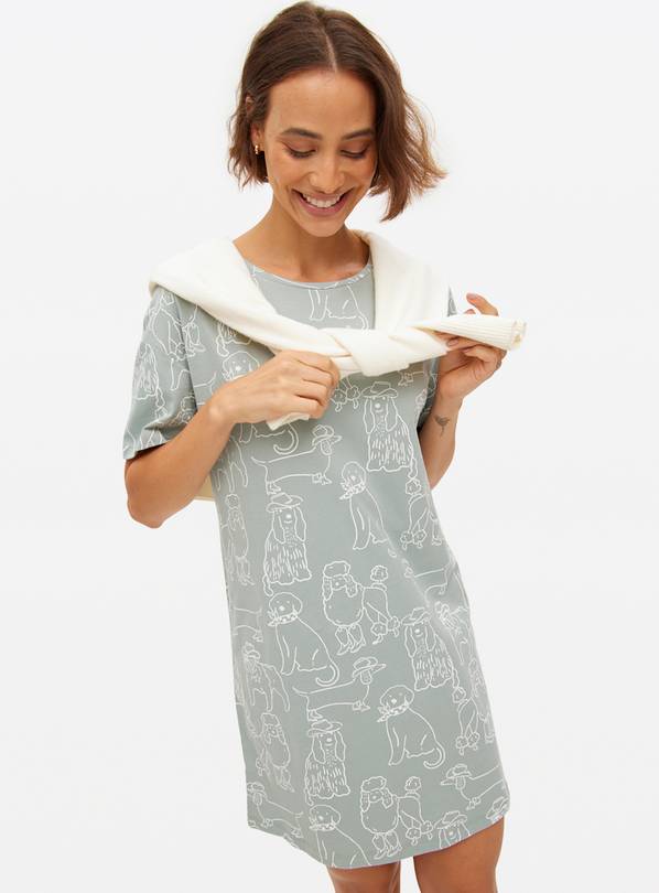 Green Cowboy Dog Print Jersey Core Night Shirt  S