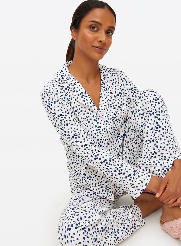 Mono Spot Printed Jersey Traditional Pyjamas M