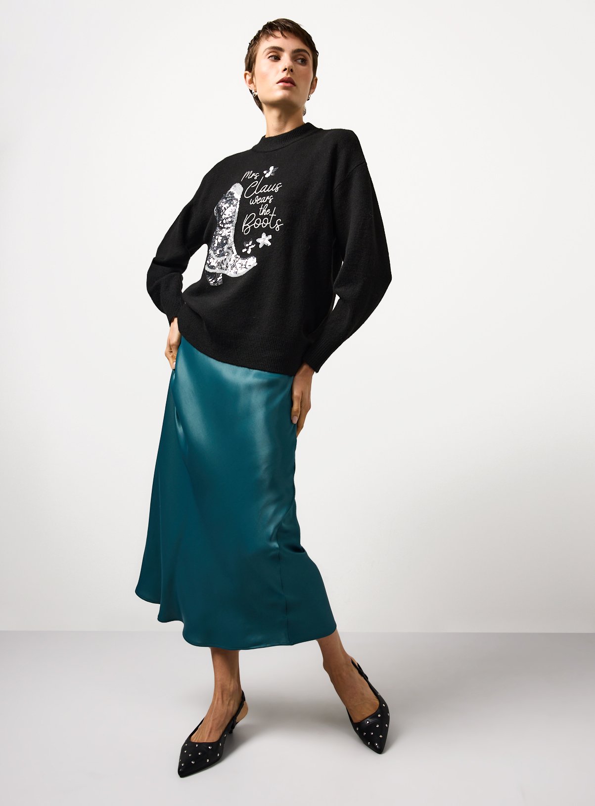 Christmas Sequin Cowboy Boots Knitted Jumper 8 - Image 3 thumbnail