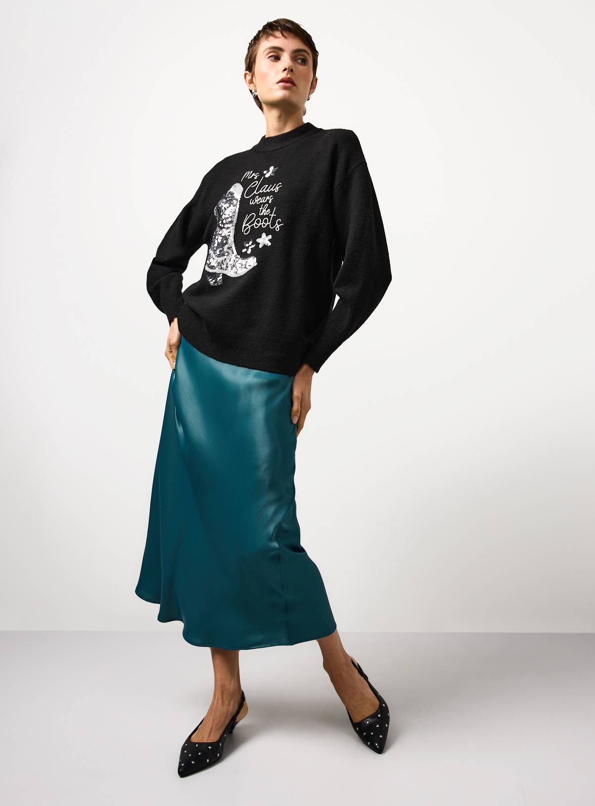 Christmas Sequin Cowboy Boots Knitted Jumper 8 - Image 3
