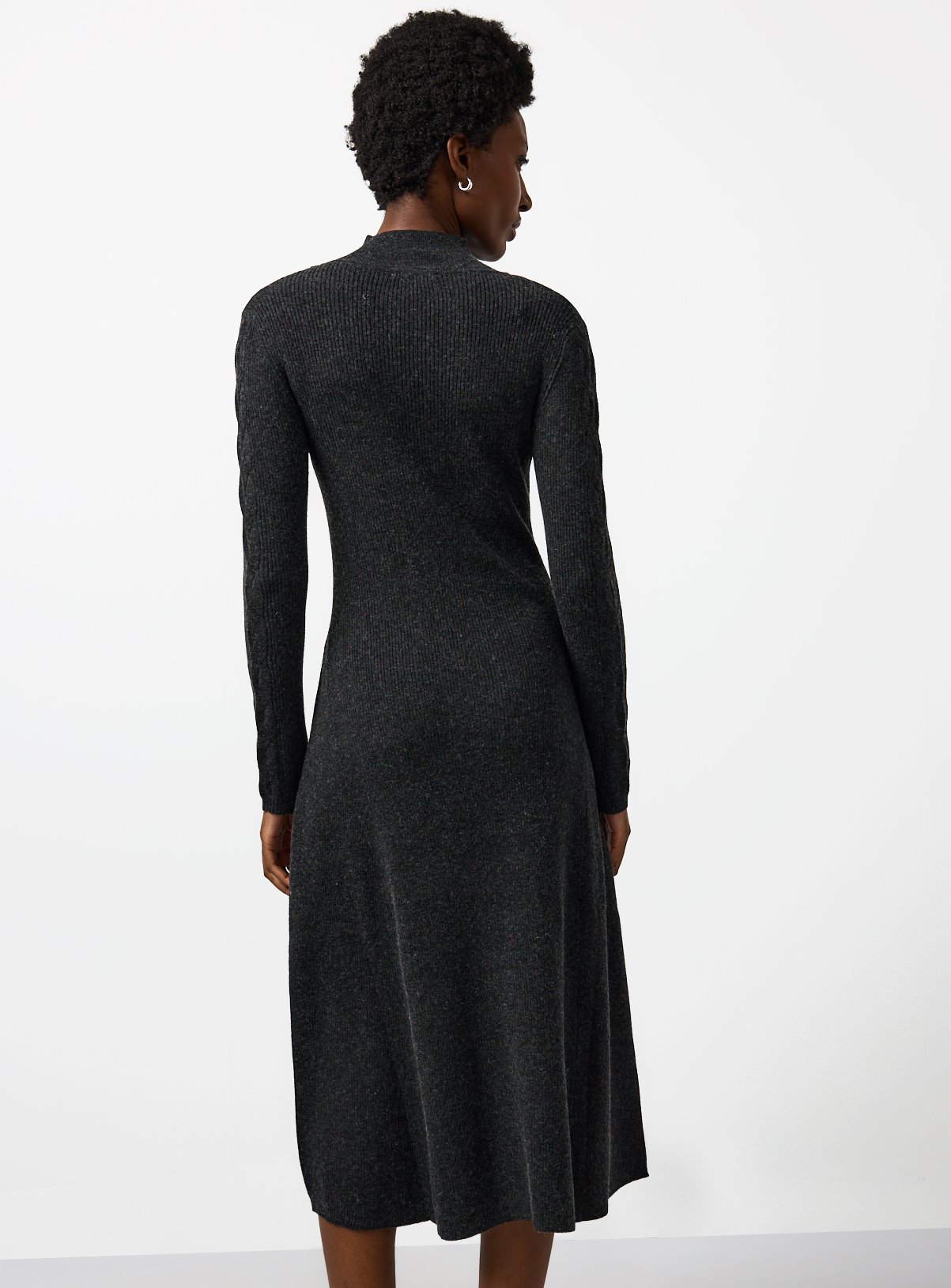  Charcoal Ribbed Cable Knit Maxi Dress 6 - Image 4 thumbnail