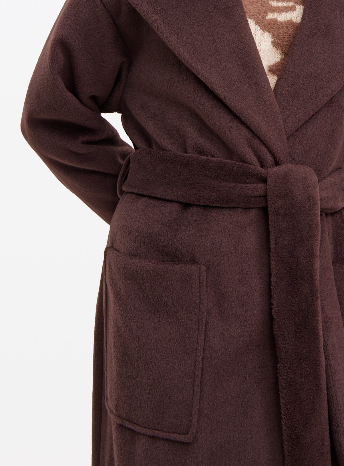Brown Relaxed Wrap Coat 6 - Image 3 thumbnail
