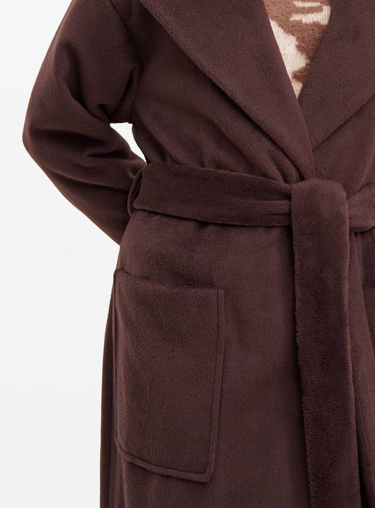 Brown Relaxed Wrap Coat 6 - Image 3