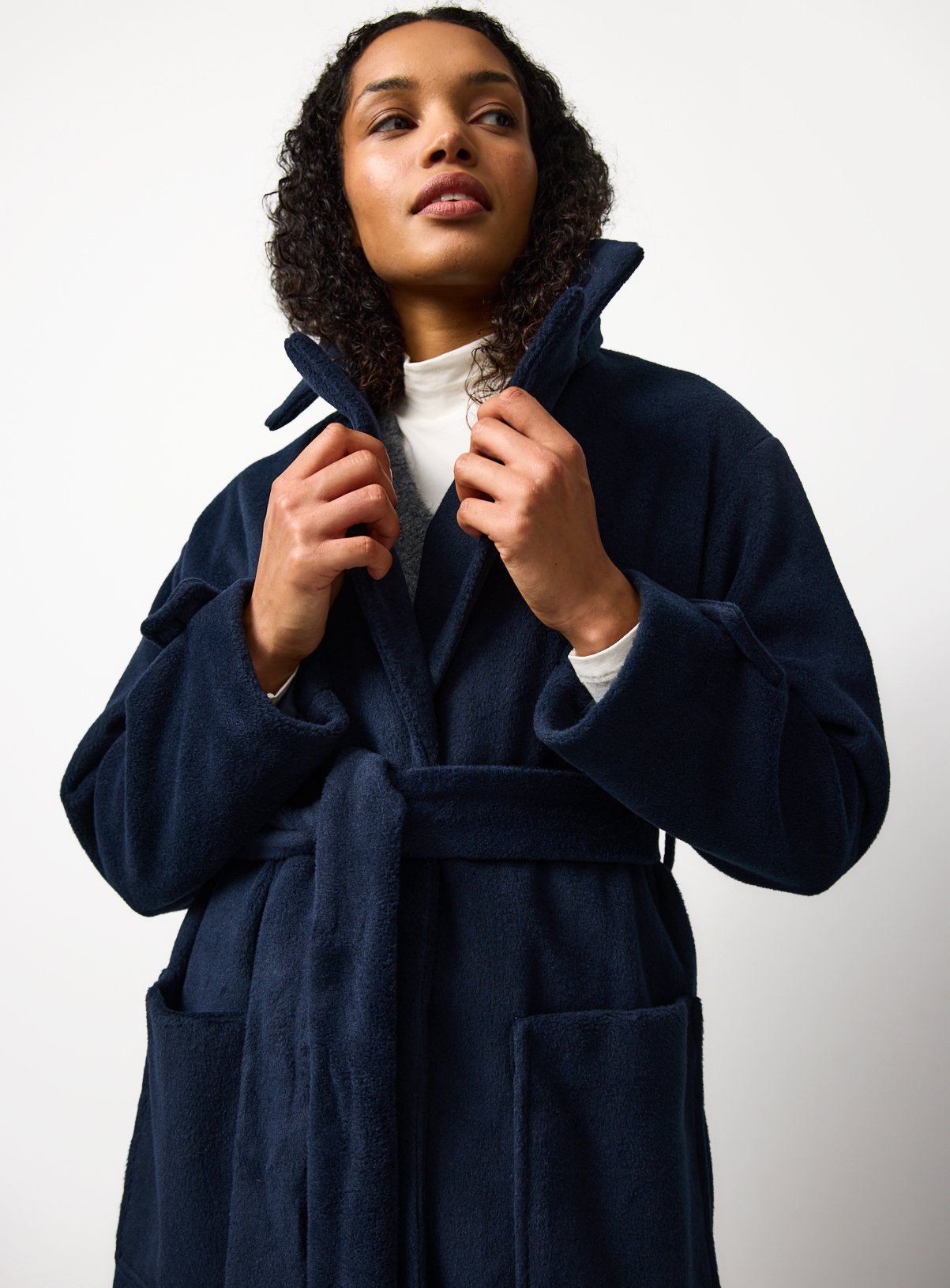Navy Belted Wrap Coat 24 - Image 2 thumbnail