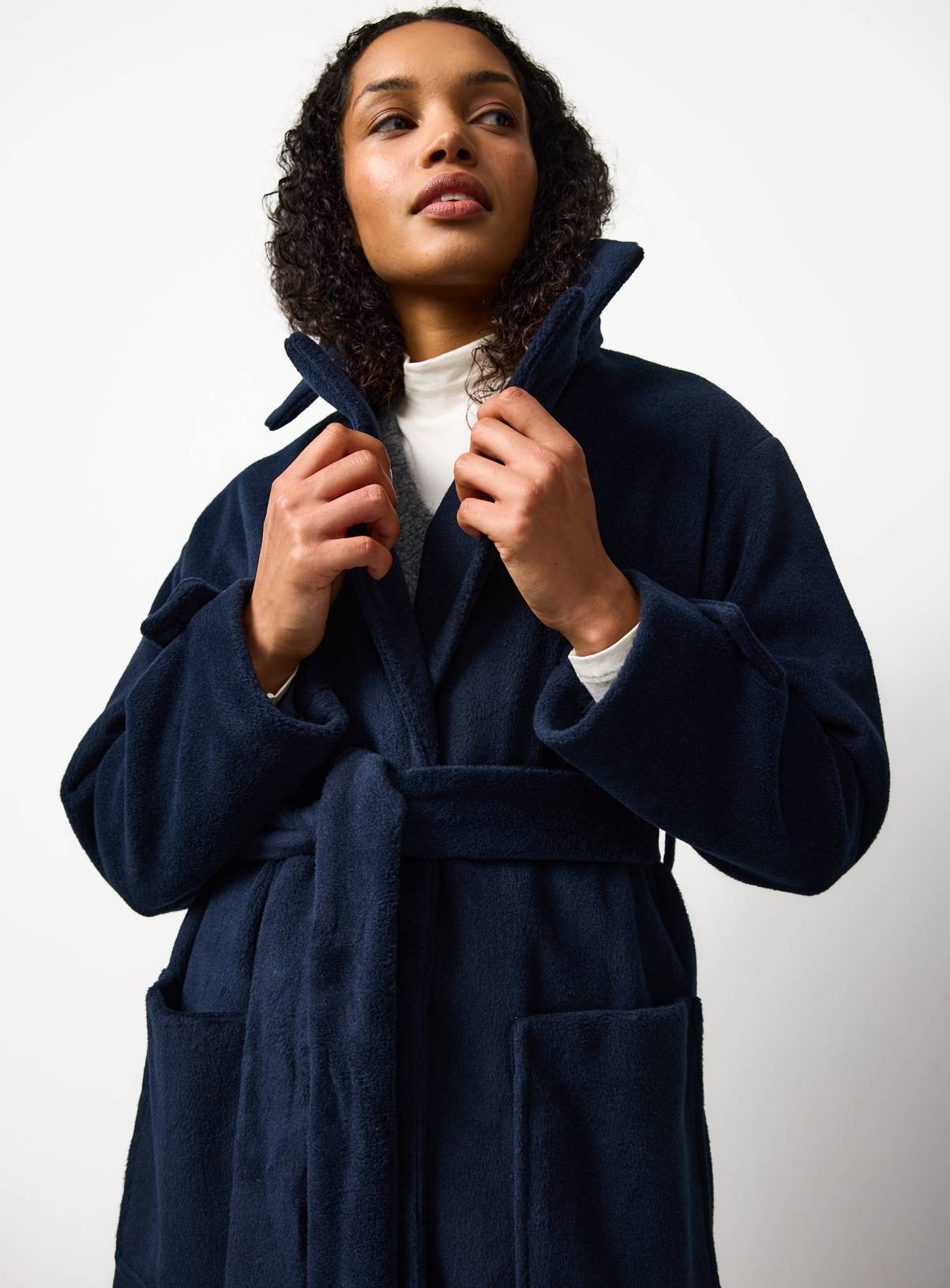 Navy Belted Wrap Coat 24 - Image 2