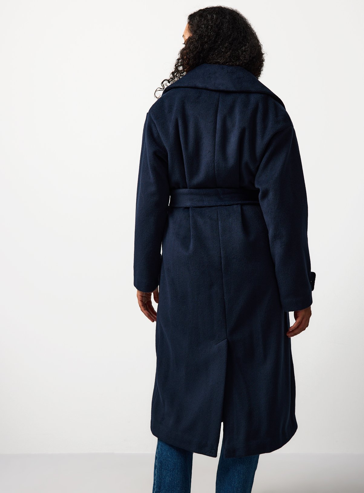 Navy Belted Wrap Coat 24 - Image 4 thumbnail