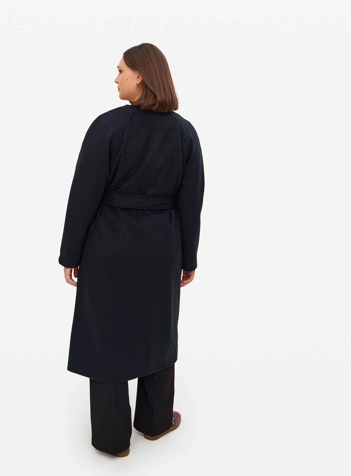 Black Collarless Belted Coat 14 - Image 4 thumbnail