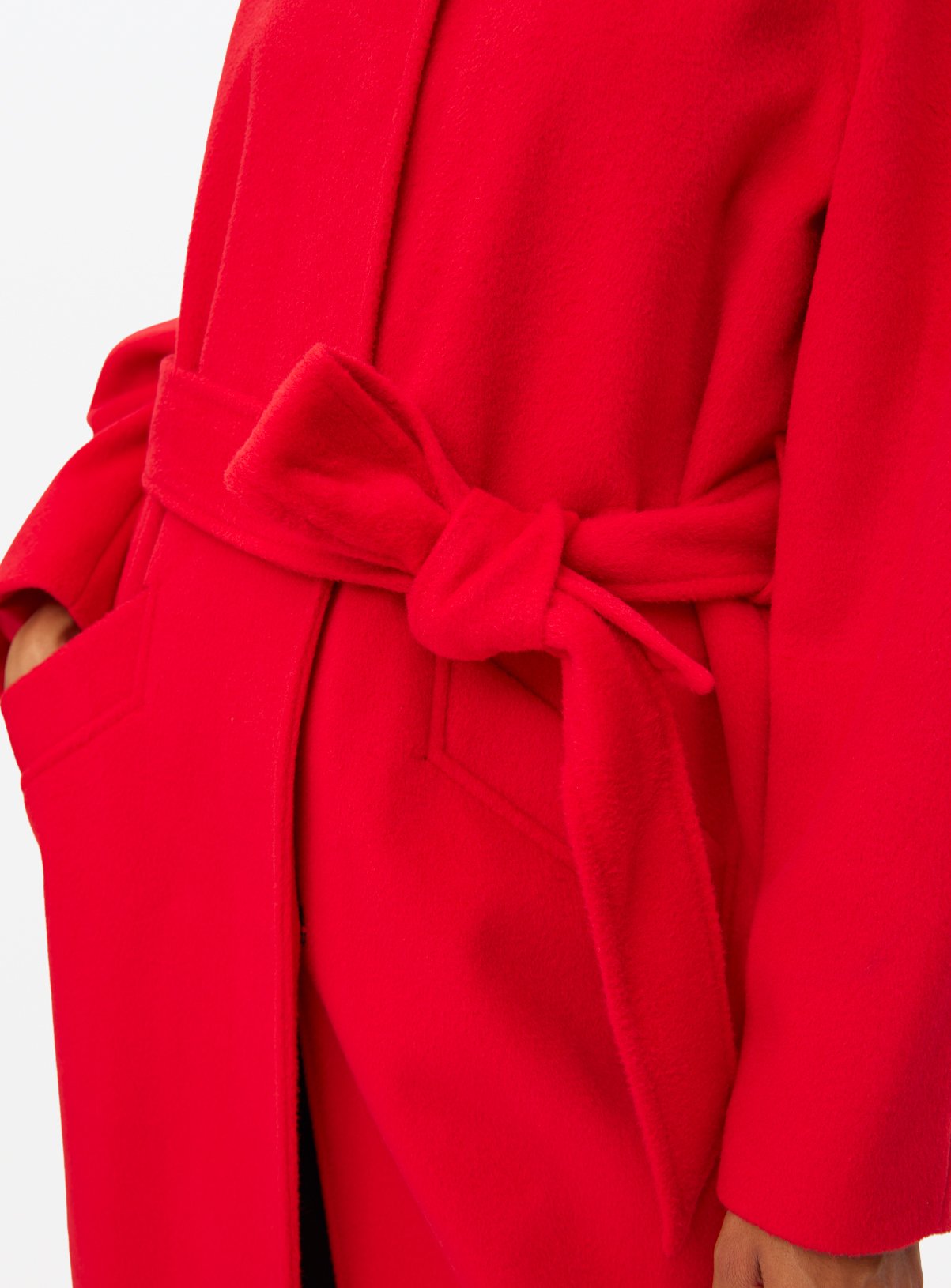 Red Collarless Belted Coat 14 - Image 3 thumbnail