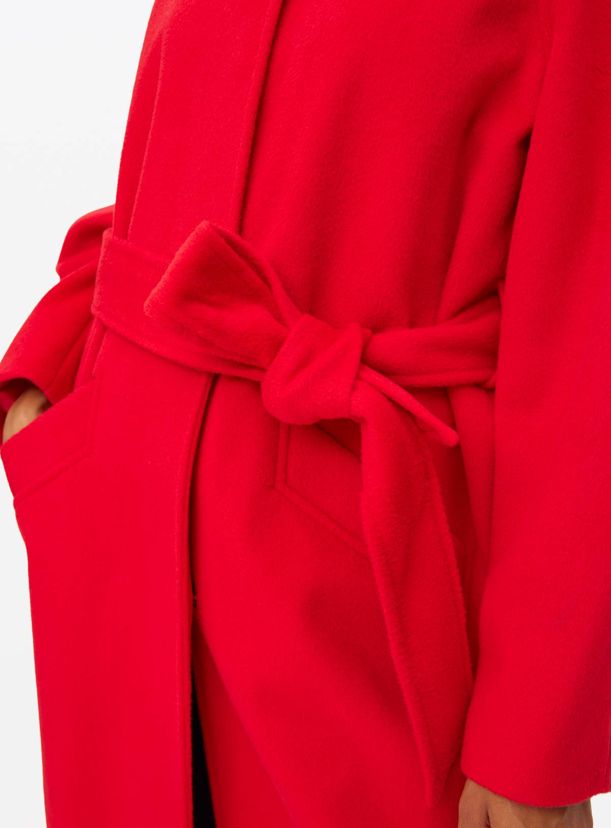 Red Collarless Belted Coat 14 - Image 3