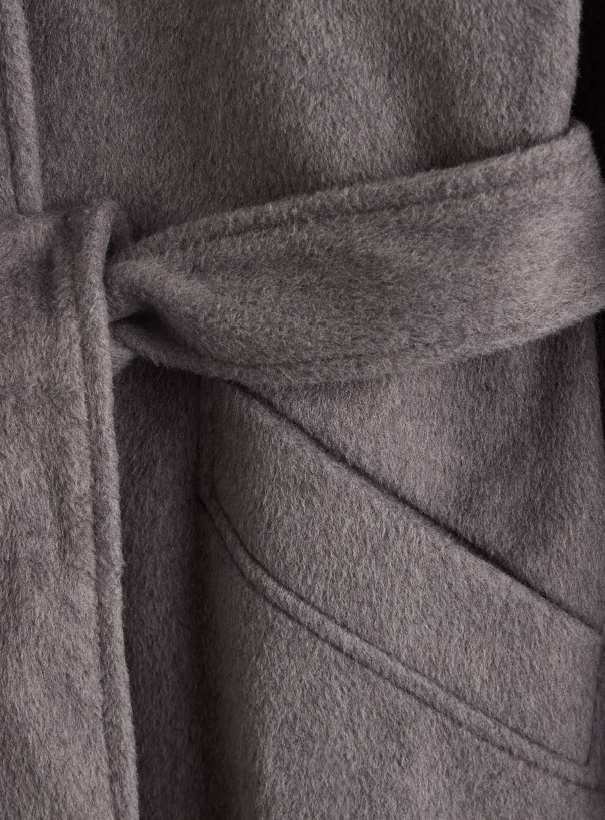 PETITE Grey Collarless Belted Coat  20 - Image 2