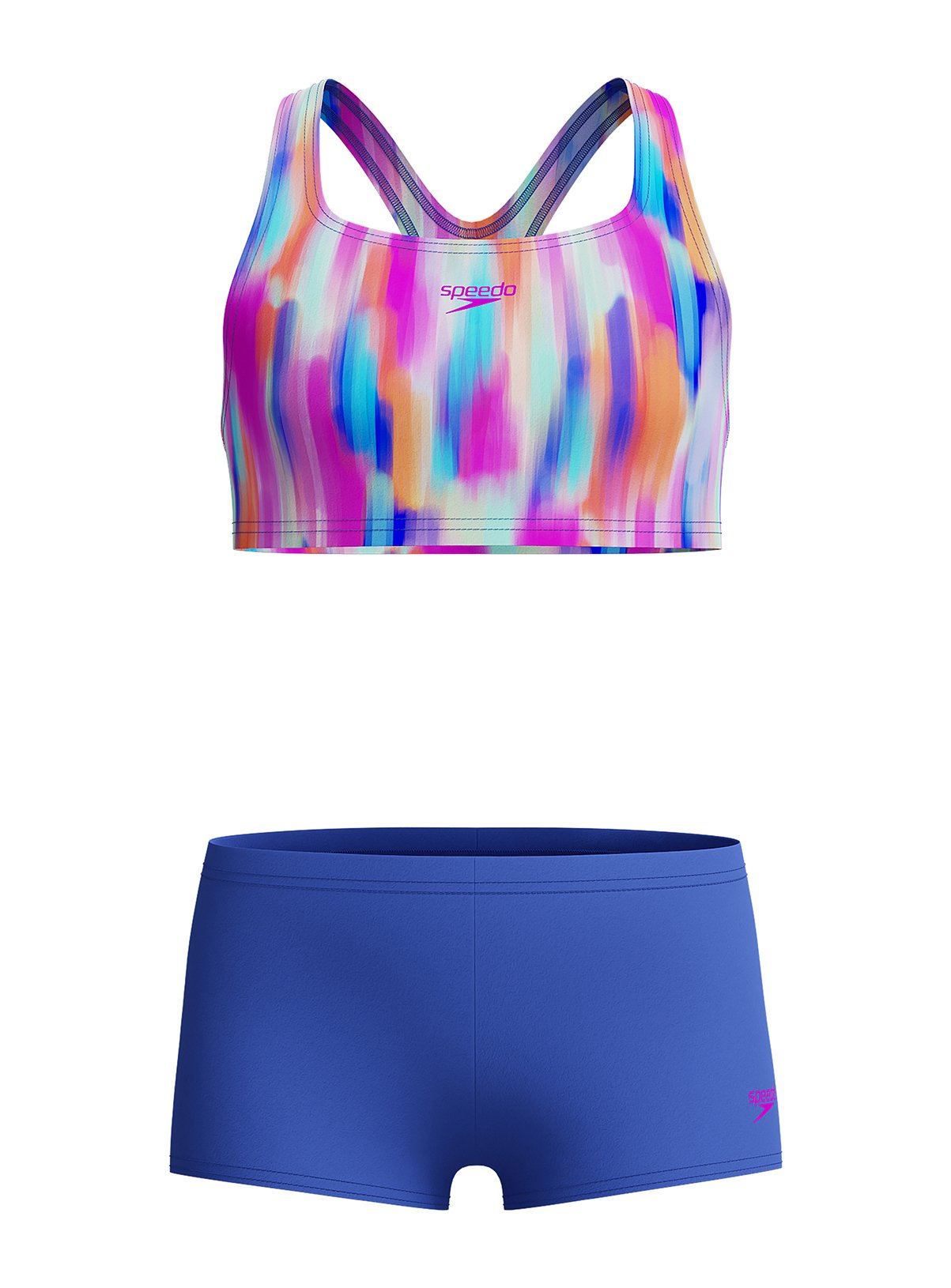 Blue Blue SPEEDO Girls Allover Boyleg Short Bikini (7-8 Years) - Speedo by Sainsbury's