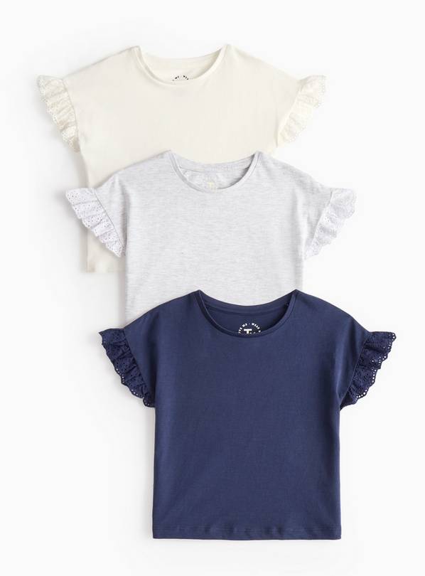Broderie Sleeve T-Shirt 3 Pack 1-2 years