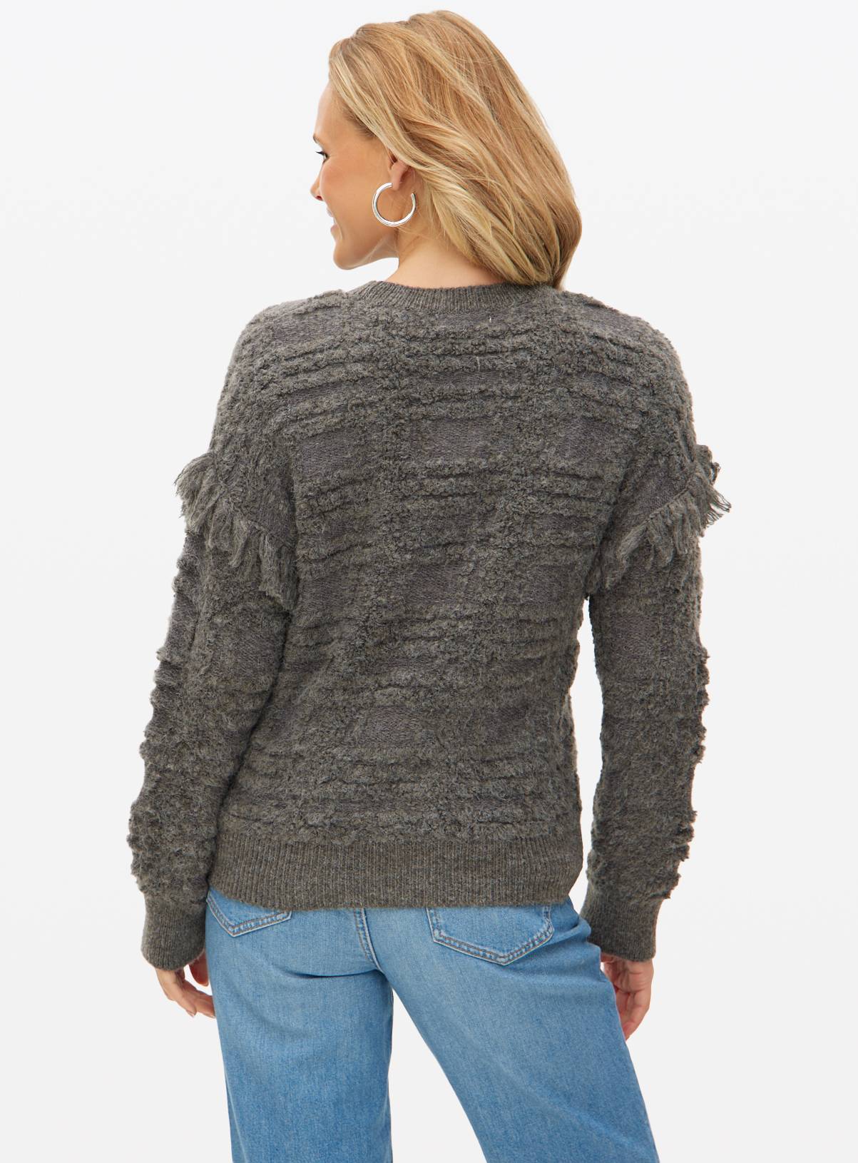 Grey Check Fringe Detail Jumper 18 - Image 4