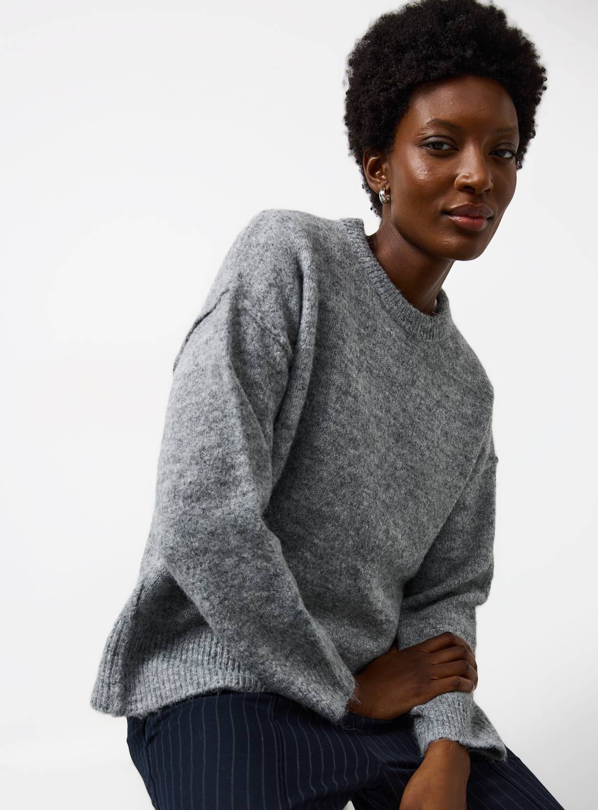 Grey Relaxed Crew Neck Jumper 6 - Image 1