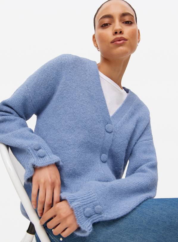 Blue V Neck Frill Detail Cardigan 20