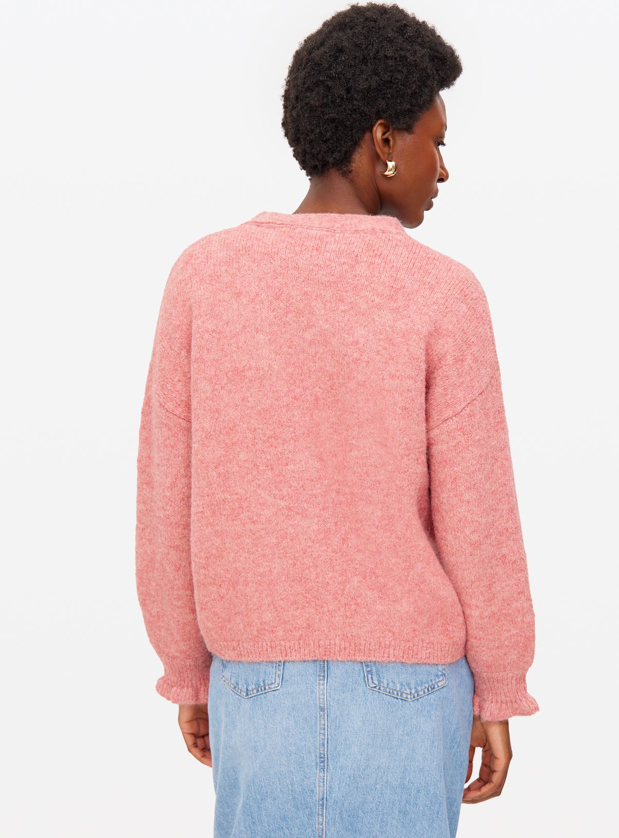 Pink V Neck Frill Detail Cardigan  16 - Image 4 thumbnail