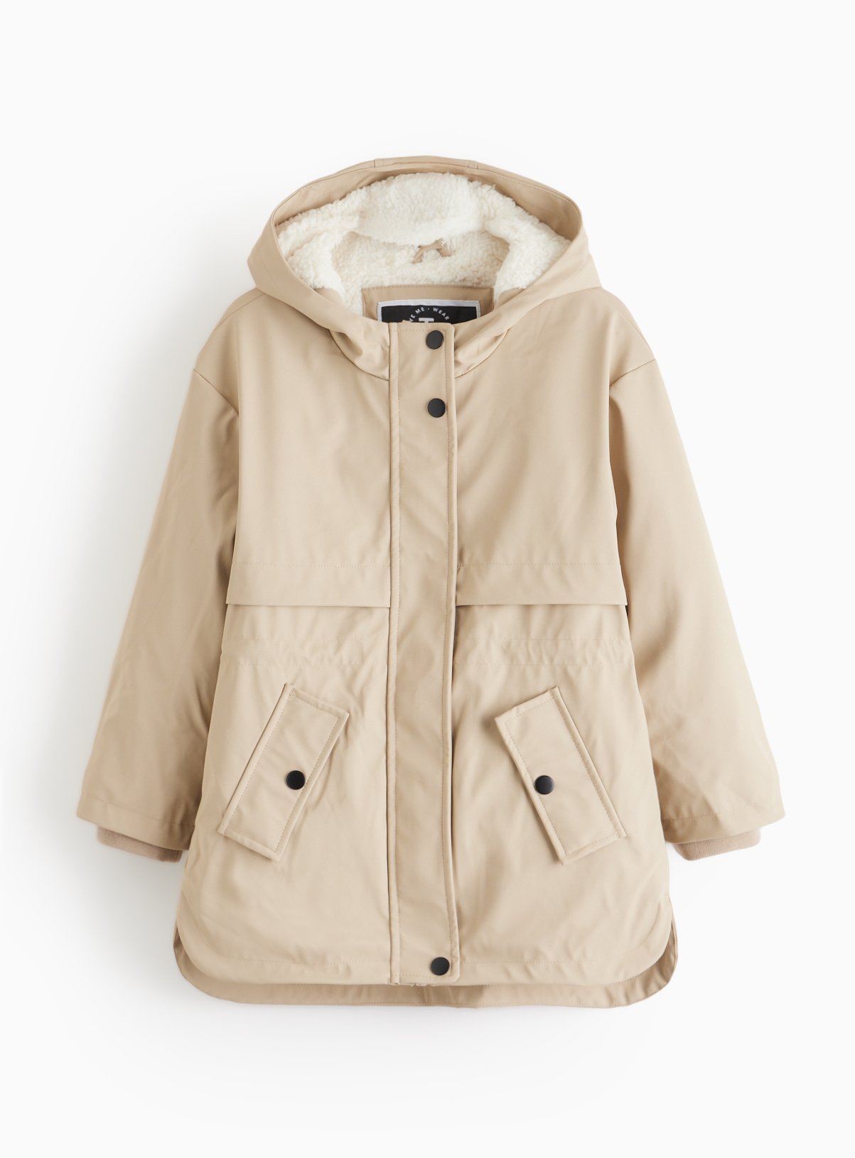 Cream Fleece Lined Hooded Mac Coat 3-4 years - Image 3 thumbnail