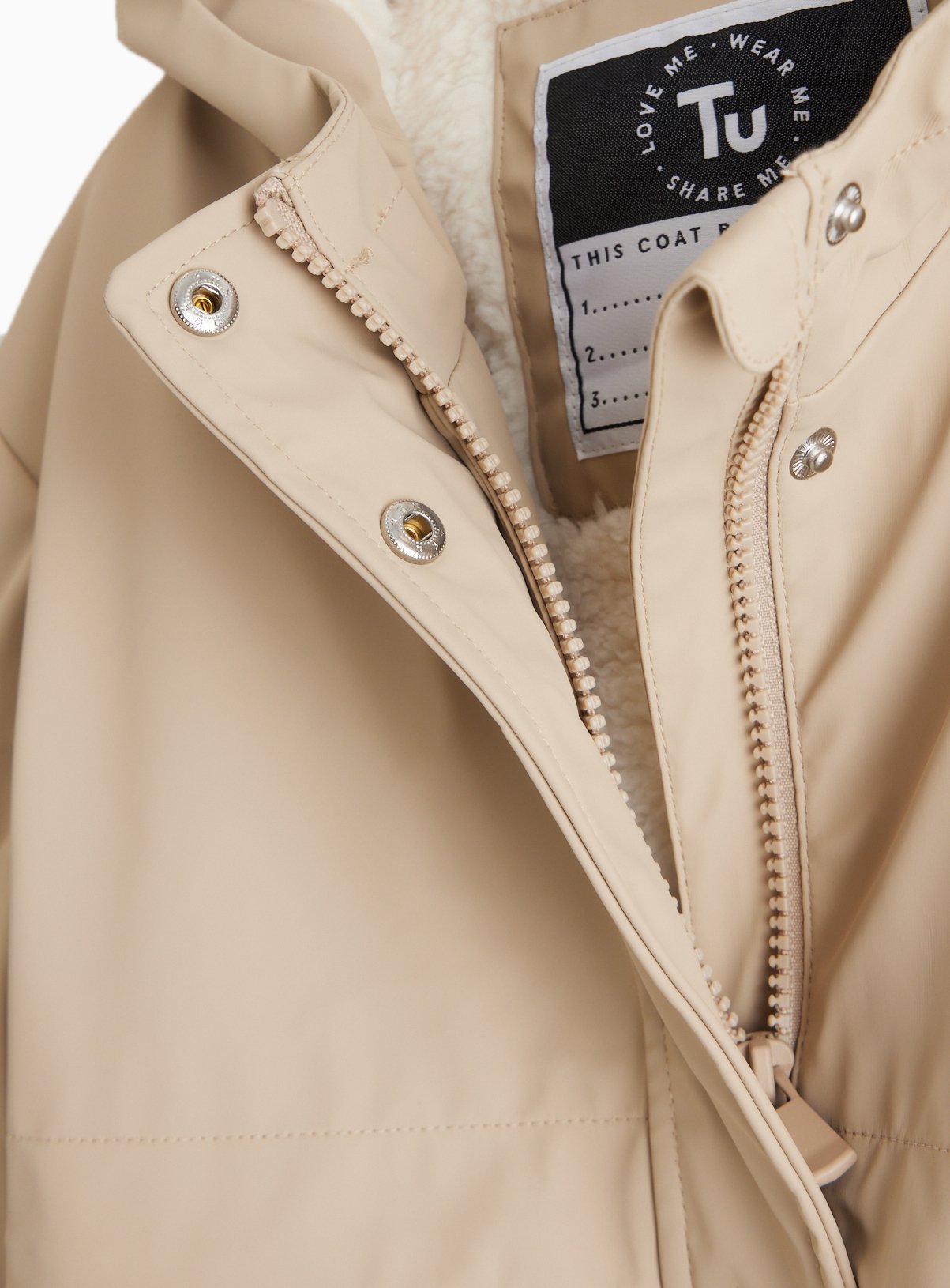 Cream Fleece Lined Hooded Mac Coat 3-4 years - Image 4 thumbnail