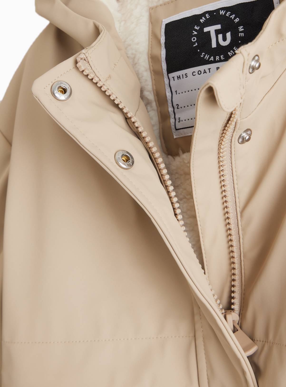Cream Fleece Lined Hooded Mac Coat 3-4 years - Image 4