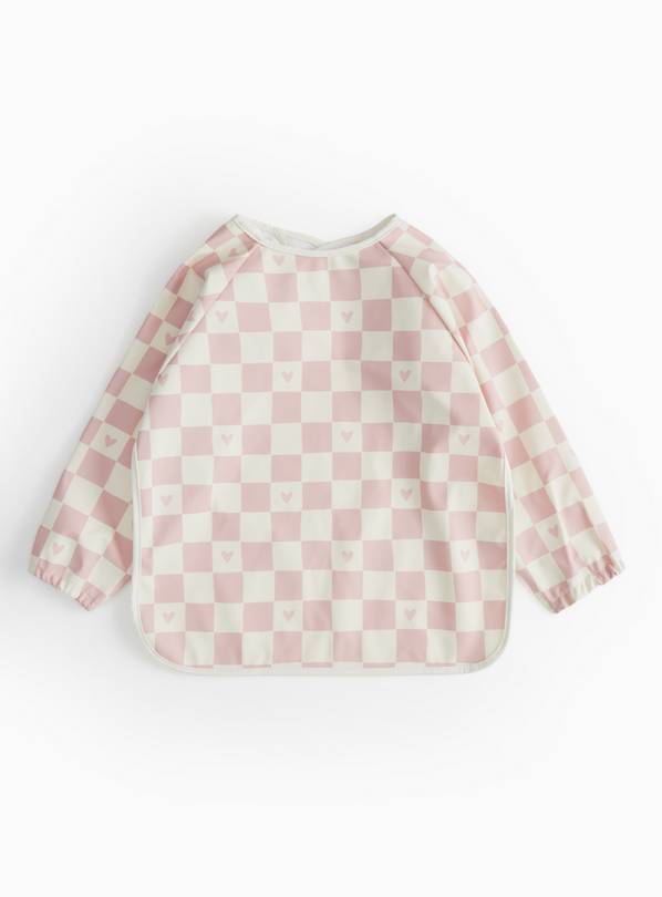 Pink Chequered Print Long Sleeve Bib One Size
