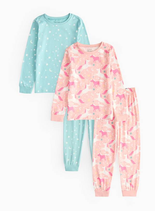 Unicorn Printed Pyjama Set 2 Pack 3-4 years