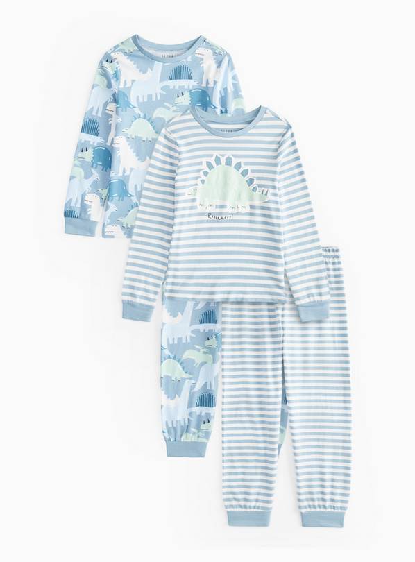 Blue Dino Printed Pyjama Sets 2 Pack 1-2 years