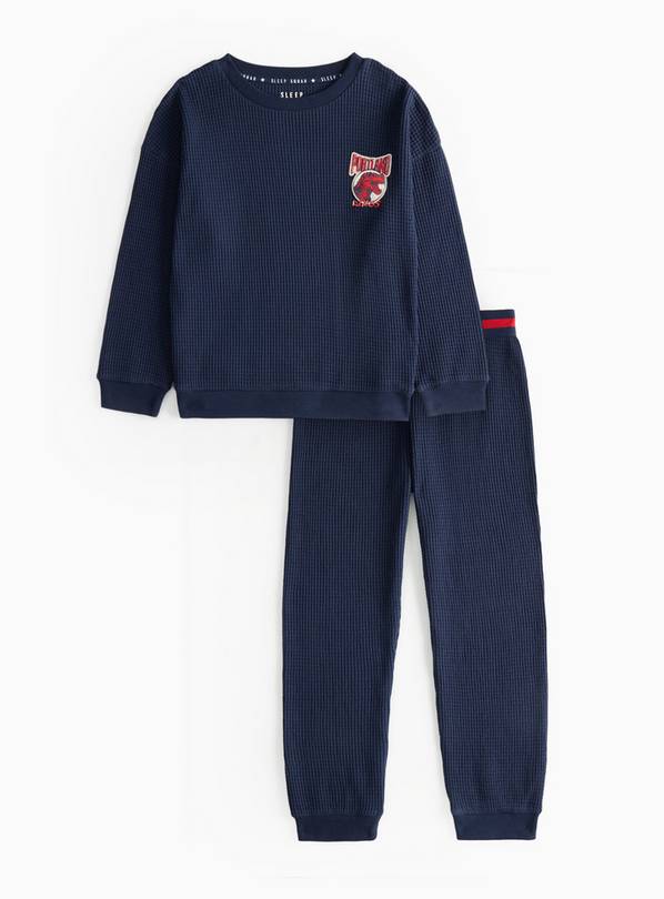 Navy Waffle Pyjama Set 8-9 years