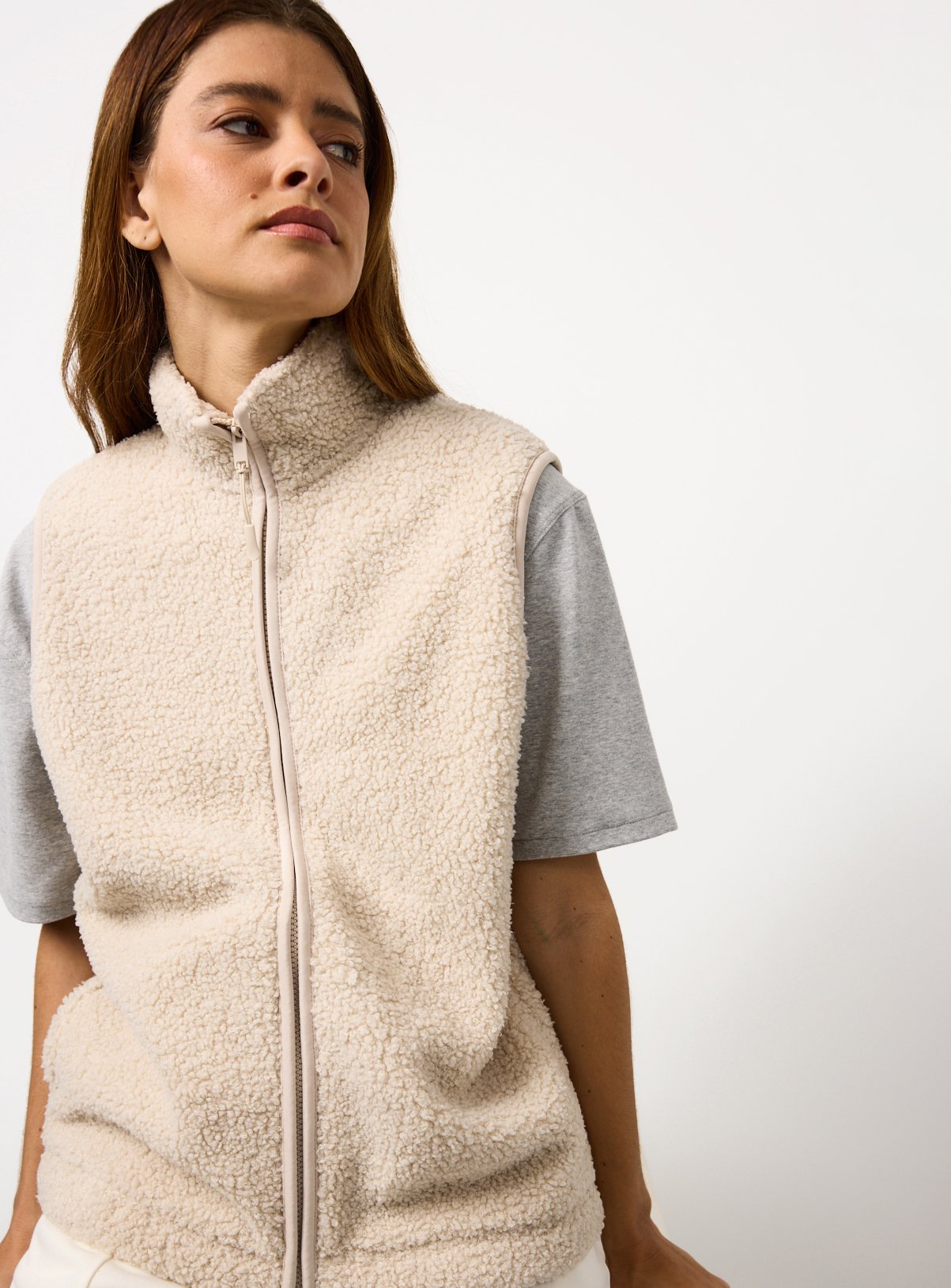 Cream Borg Fleece Gilet M - Image 1 thumbnail