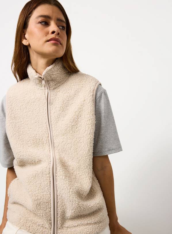 Cream Borg Fleece Gilet M