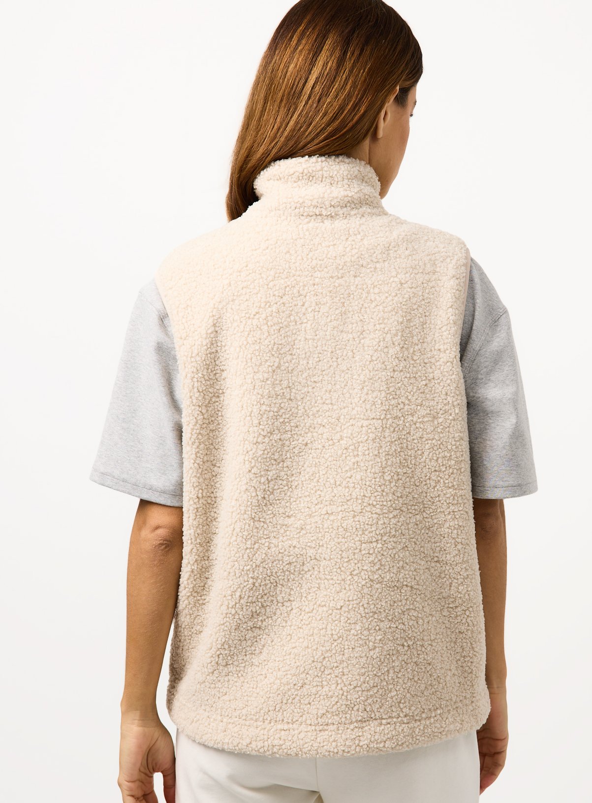 Cream Borg Fleece Gilet M - Image 4 thumbnail