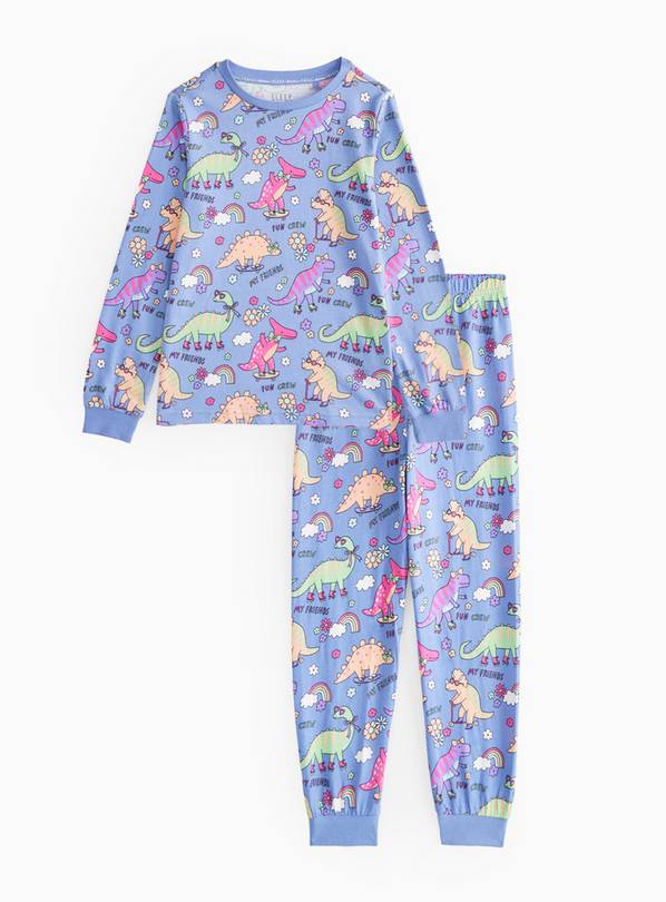 Blue Skating Dino Print Pyjama Set 4-5 years