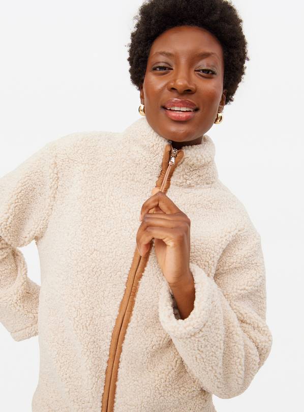 Cream Zip Through Borg Fleece XXL