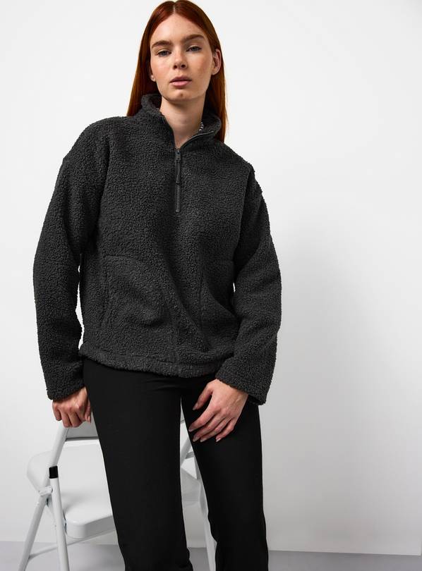 Grey Quarter Zip Borg Fleece Jumper XXL