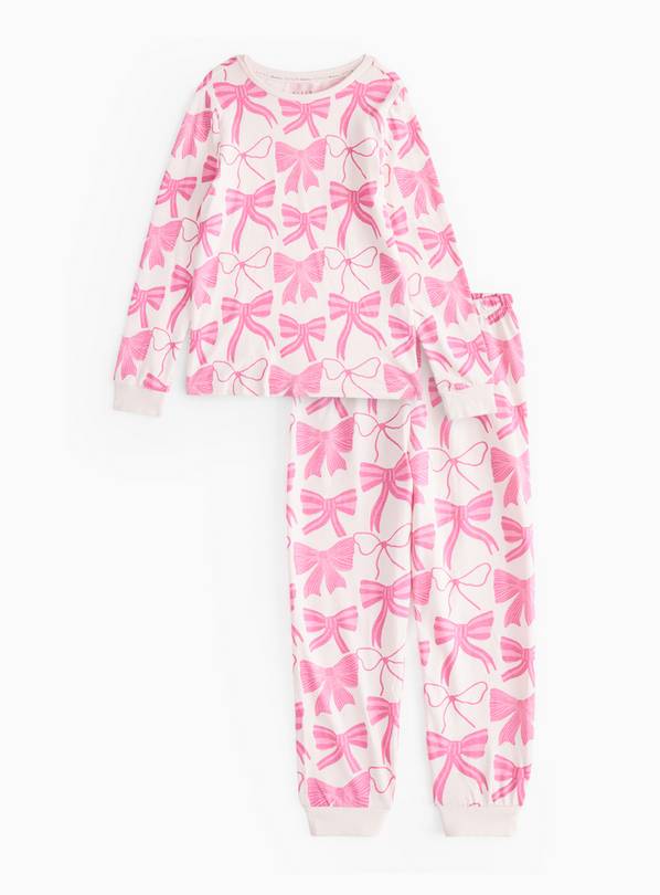 Pink Bow Print Pyjama Set 7-8 years