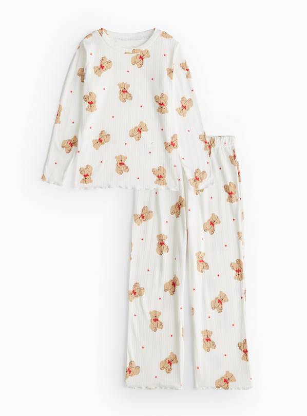 Teddy Print Pointelle Pyjama Set 2-3 years