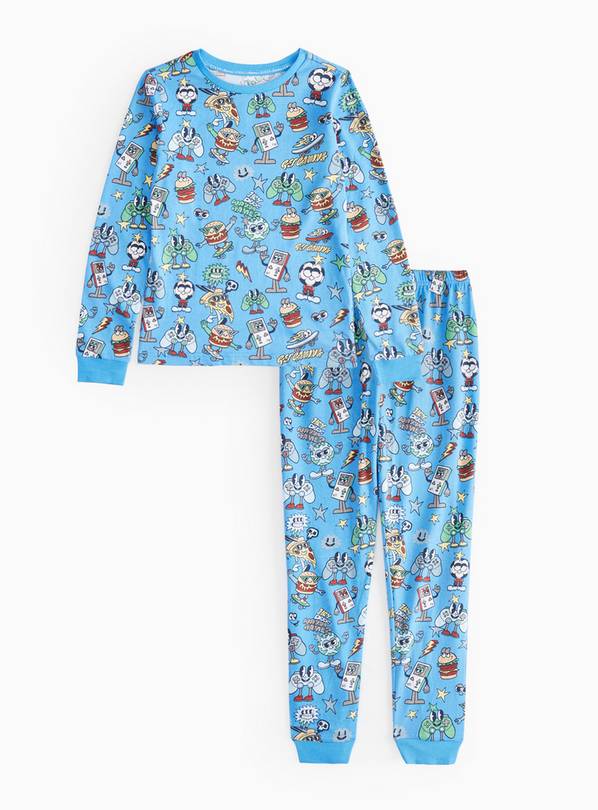 Blue Gaming Print Pyjama Set 8-9 years
