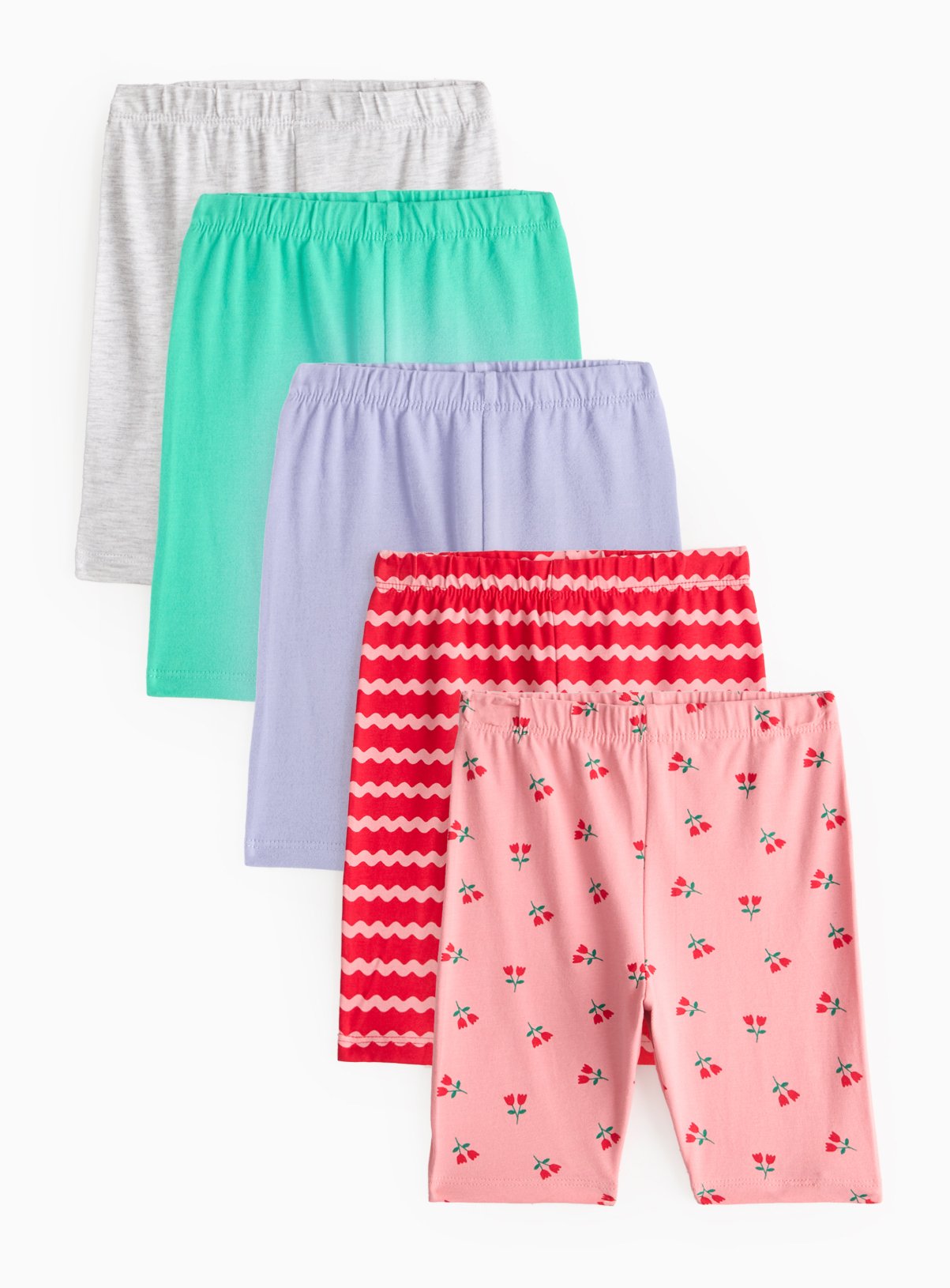 Pink Pink Plain & Printed Cycling Shorts 5 Pack (1-2 Years) - Tu by Sainsbury's